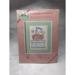 Dimensions From The Heart Counted Cross Stitch Kit Bears In Boat Birth Record